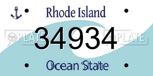 34934 Rhode Island License Plate