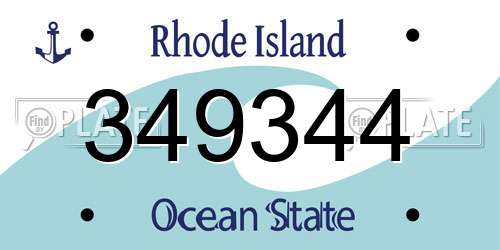 349344 Rhode Island License Plate
