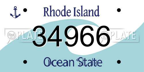 34966 Rhode Island License Plate