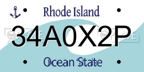 34A0X2P Rhode Island License Plate