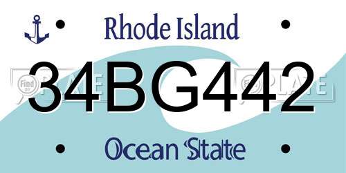 34BG442 Rhode Island License Plate