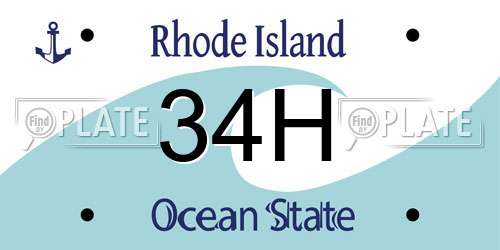 34H Rhode Island License Plate