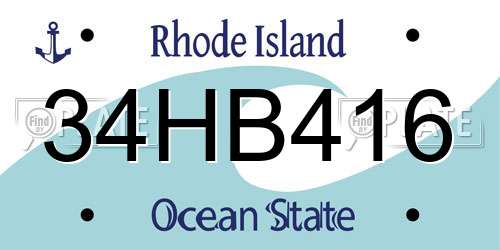 34HB416 Rhode Island License Plate