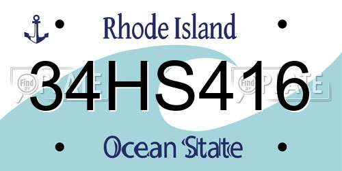 34HS416 Rhode Island License Plate