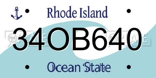 34OB640 Rhode Island License Plate
