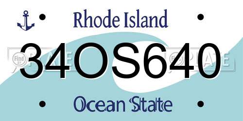 34OS640 Rhode Island License Plate