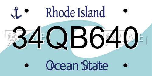 34QB640 Rhode Island License Plate