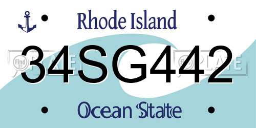 34SG442 Rhode Island License Plate