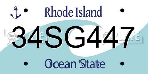34SG447 Rhode Island License Plate