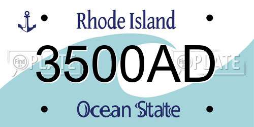 3500AD Rhode Island License Plate