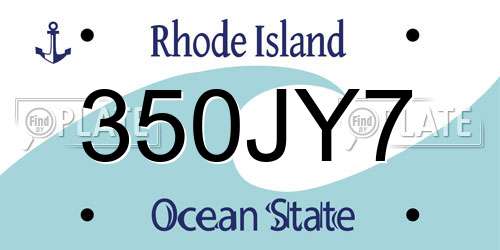 350JY7 Rhode Island License Plate