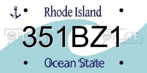 351BZ1 Rhode Island License Plate