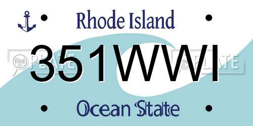 351WWI Rhode Island License Plate