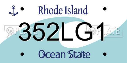 352LG1 Rhode Island License Plate
