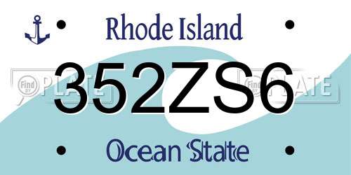 352ZS6 Rhode Island License Plate