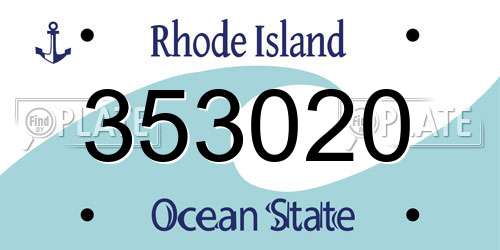 353020 Rhode Island License Plate