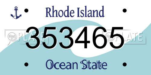 353465 Rhode Island License Plate