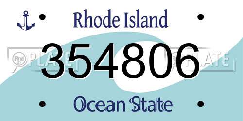 354806 Rhode Island License Plate