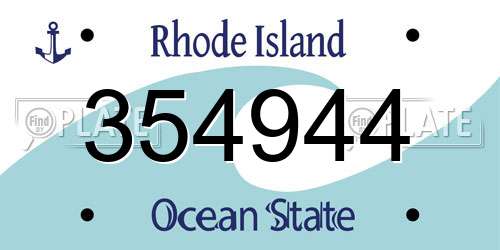 354944 Rhode Island License Plate