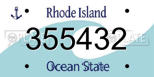 355432 Rhode Island License Plate