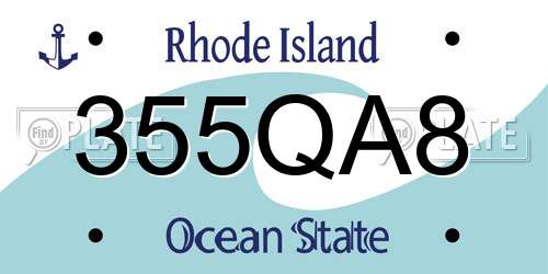 355QA8 Rhode Island License Plate