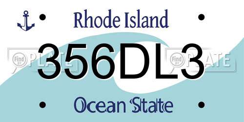 356DL3 Rhode Island License Plate