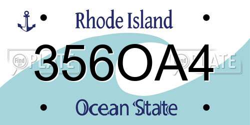 356OA4 Rhode Island License Plate