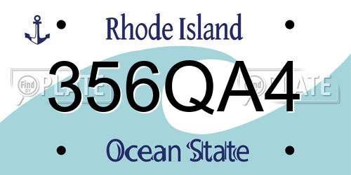 356QA4 Rhode Island License Plate