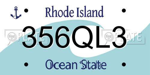 356QL3 Rhode Island License Plate