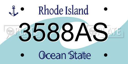 3588AS Rhode Island License Plate