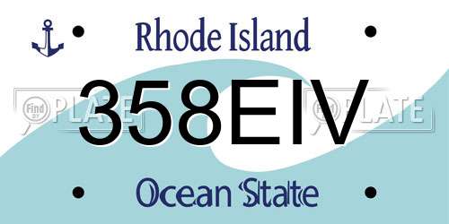 358EIV Rhode Island License Plate