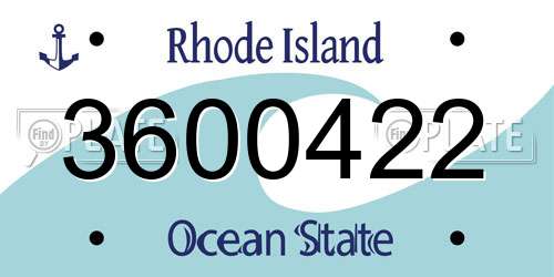 3600422 Rhode Island License Plate