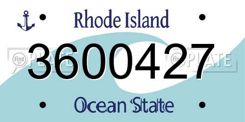 3600427 Rhode Island License Plate
