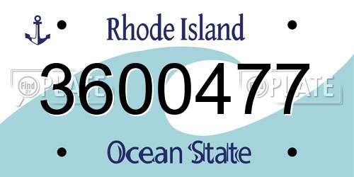 3600477 Rhode Island License Plate