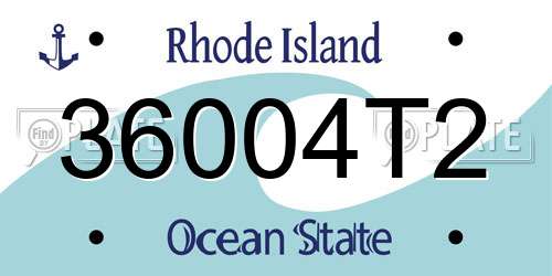36004T2 Rhode Island License Plate