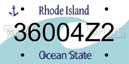 36004Z2 Rhode Island License Plate