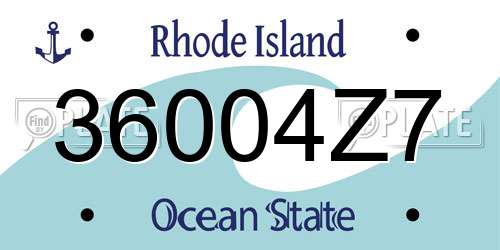 36004Z7 Rhode Island License Plate