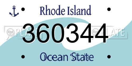 360344 Rhode Island License Plate