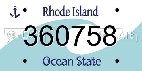 360758 Rhode Island License Plate