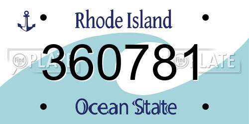 360781 Rhode Island License Plate