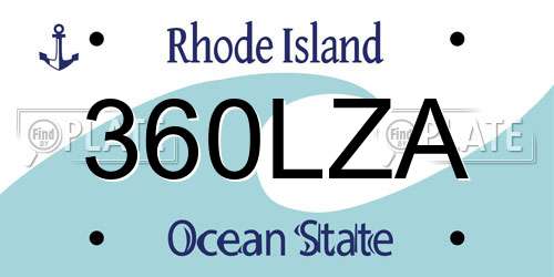360LZA Rhode Island License Plate