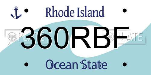 360RBF Rhode Island License Plate