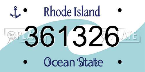 361326 Rhode Island License Plate