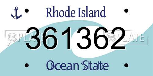 361362 Rhode Island License Plate