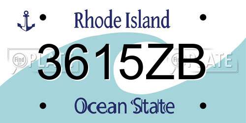 3615ZB Rhode Island License Plate