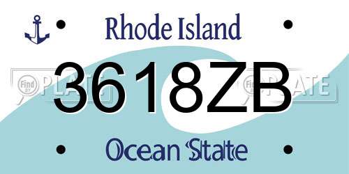 3618ZB Rhode Island License Plate