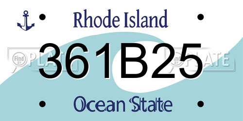 361B25 Rhode Island License Plate