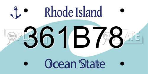 361B78 Rhode Island License Plate