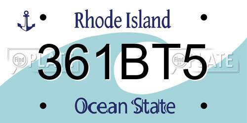 361BT5 Rhode Island License Plate