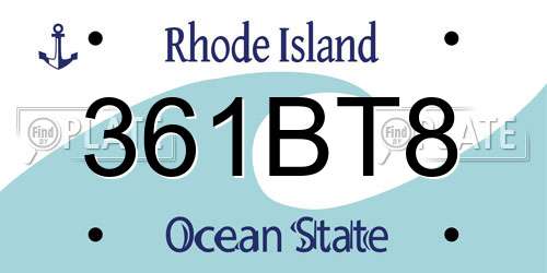 361BT8 Rhode Island License Plate
